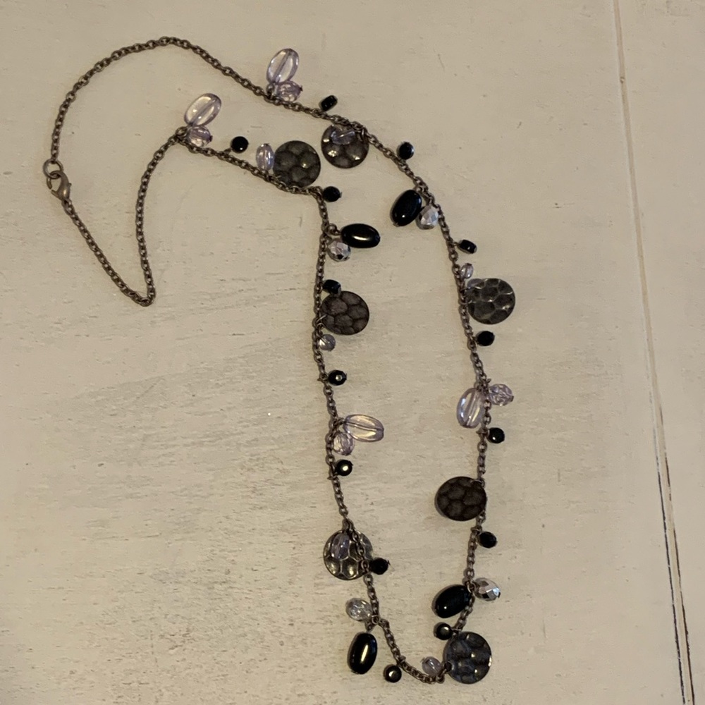 Buckle silver and black necklace